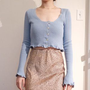 NASTY GAL Pale Blue Ribbed Cardigan